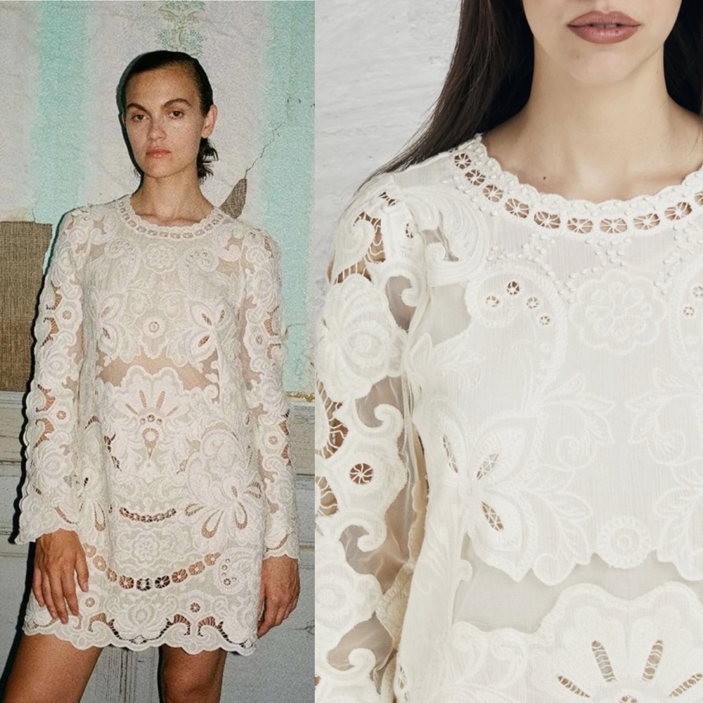 Sea New York Lysa Embroidery Cotton Lace Dress
